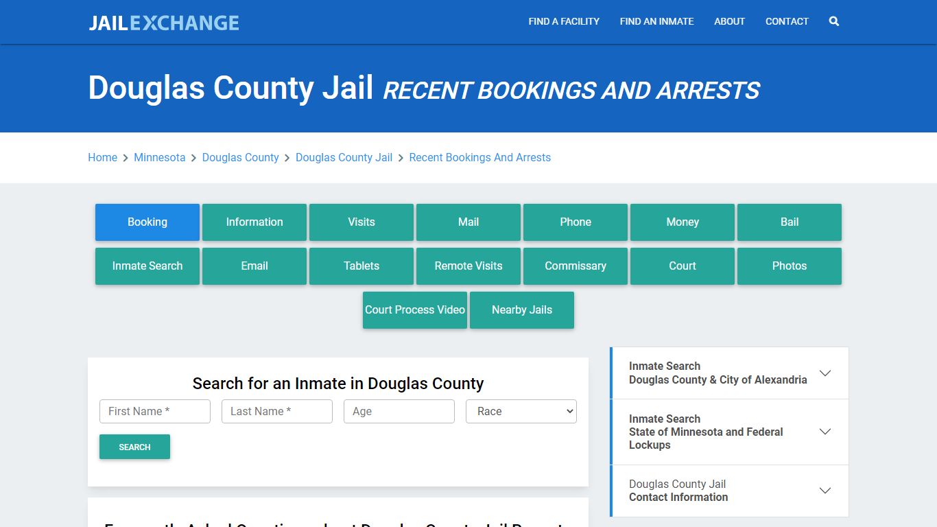 Douglas County Jail MN Recent Arrests and Bookings - Jail Exchange